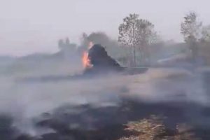 बेलबारीमा आगलागीबाट परालको माच सखाप