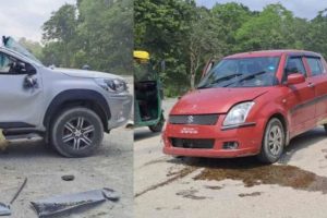 डीएसपीले चलाएको गाडीले सांसद सवार गाडीलाई ठक्कर दिँदा कानेपोखरीमा दुर्घटना