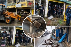 कोशी अस्पतालको अतिक्रमित जग्गामा डोजर, व्यावसायिक संरचना हटाउन सुरु