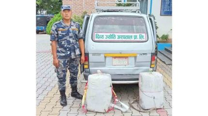 विराटनगरमा ६० किलो गाँजासहित भ्यान बरामद