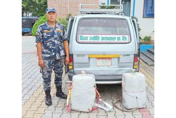 विराटनगरमा ६० किलो गाँजासहित भ्यान बरामद