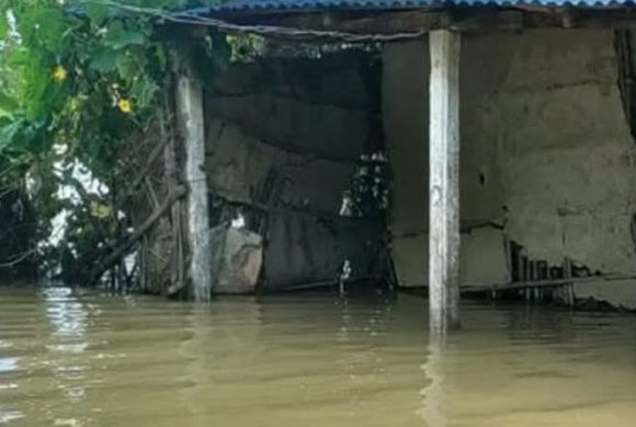 सप्तकोशीको बाढीले १७ घर डुबायो, सुत्केरीसहित परिवार बाँधमा
