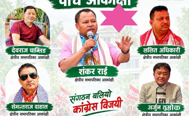 मोरङ १ कांग्रेस क्षेत्रीय सभापतिमा पाँच आकांक्षी